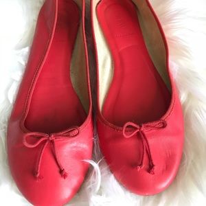 Classic JCrew Ballet flats in Red Italian leather